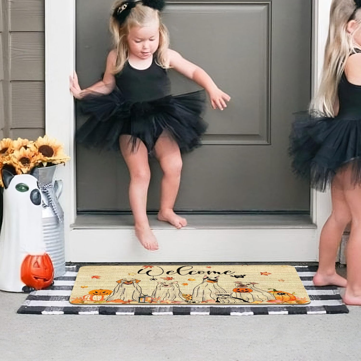 ASKETAM Halloween Doormat Indoor/Outdoor Non-Slip Carpet 19.5" x 31.3" (Dog Pumpkin)