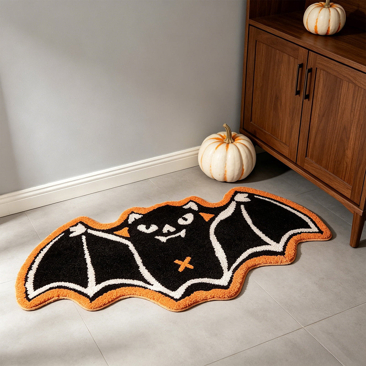 Halloween Decor White Ghost Rug 24x16 inches, Handmade Tufted Fluffy Aesthetic Area Rugs, Cute Soft Cool Non Slip Floor Carpet Bath mat, Living Room, Bathroom, playroom, Kitchen