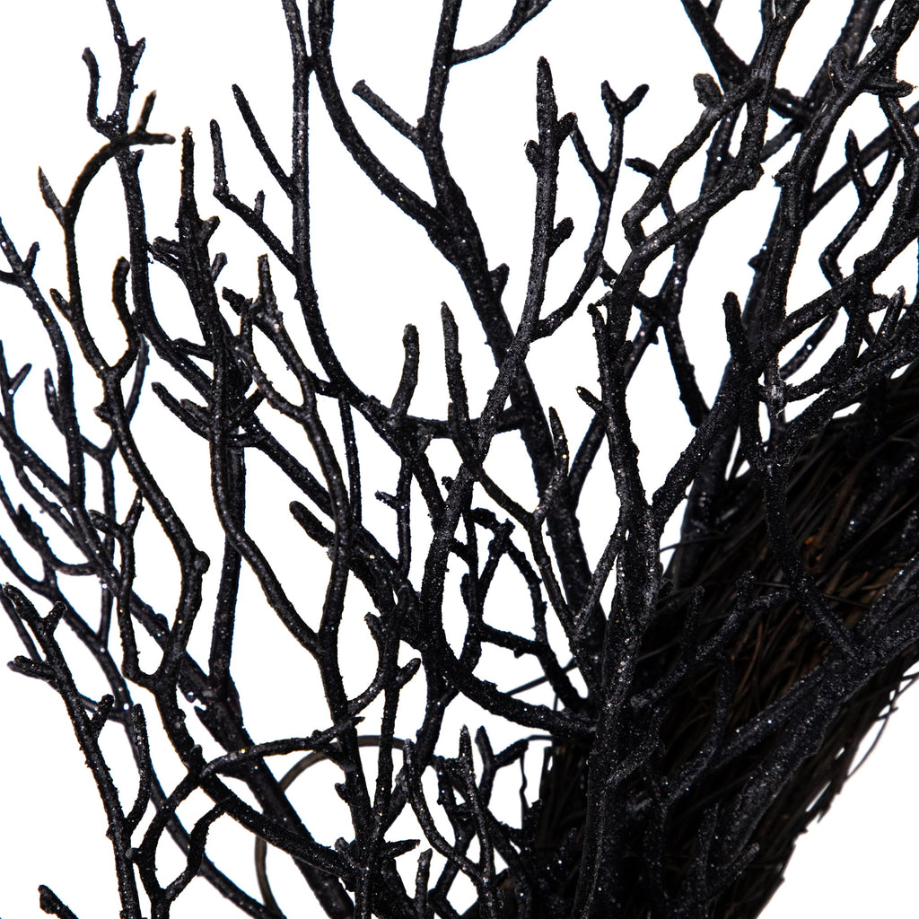 Northlight Glittered Twig Artificial Halloween Wreath - 24" - Black - Unlit
