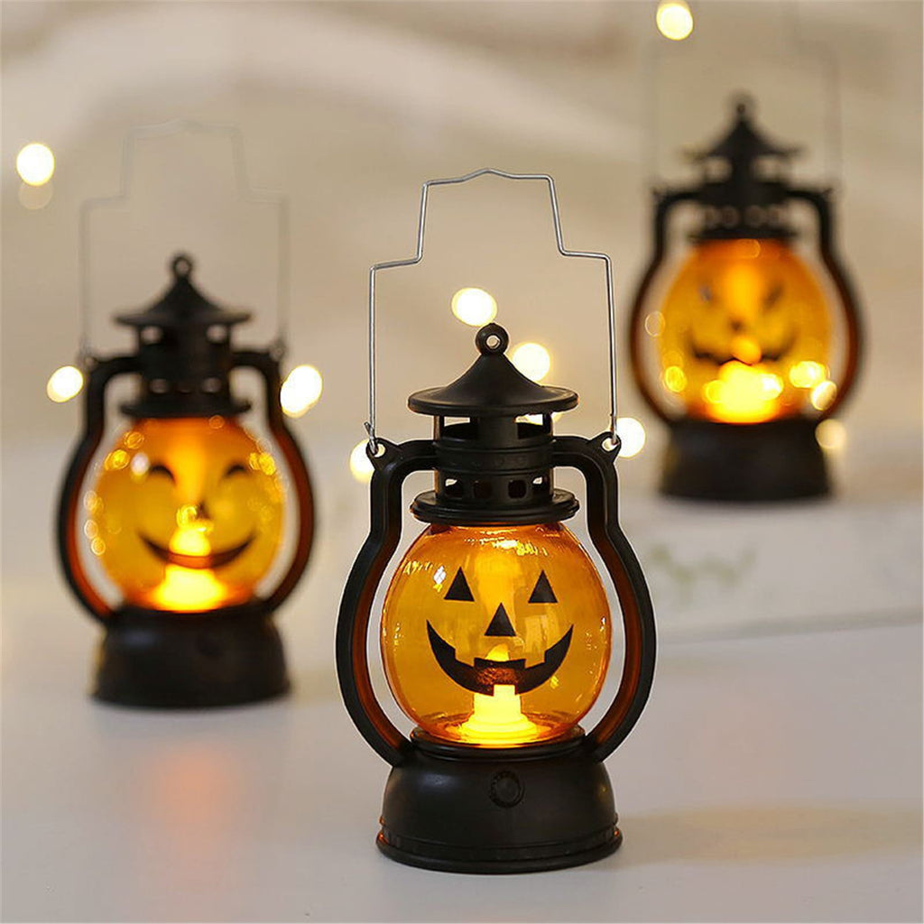 SUSHANG 3Pc Halloween Oil Lamp Hand 3 Packs Small Vintage Flameless Skeleton Decorative Lamp for Halloween Home Indoor Outdoor Bar Decoration