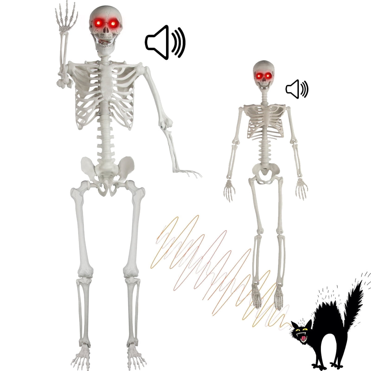 Gamexcel Scary Props Decoration, with Bag, Halloween Skeleton Bones Skull, Life Size, for Graveyard Scene Haunted Houses, 35 Pieces