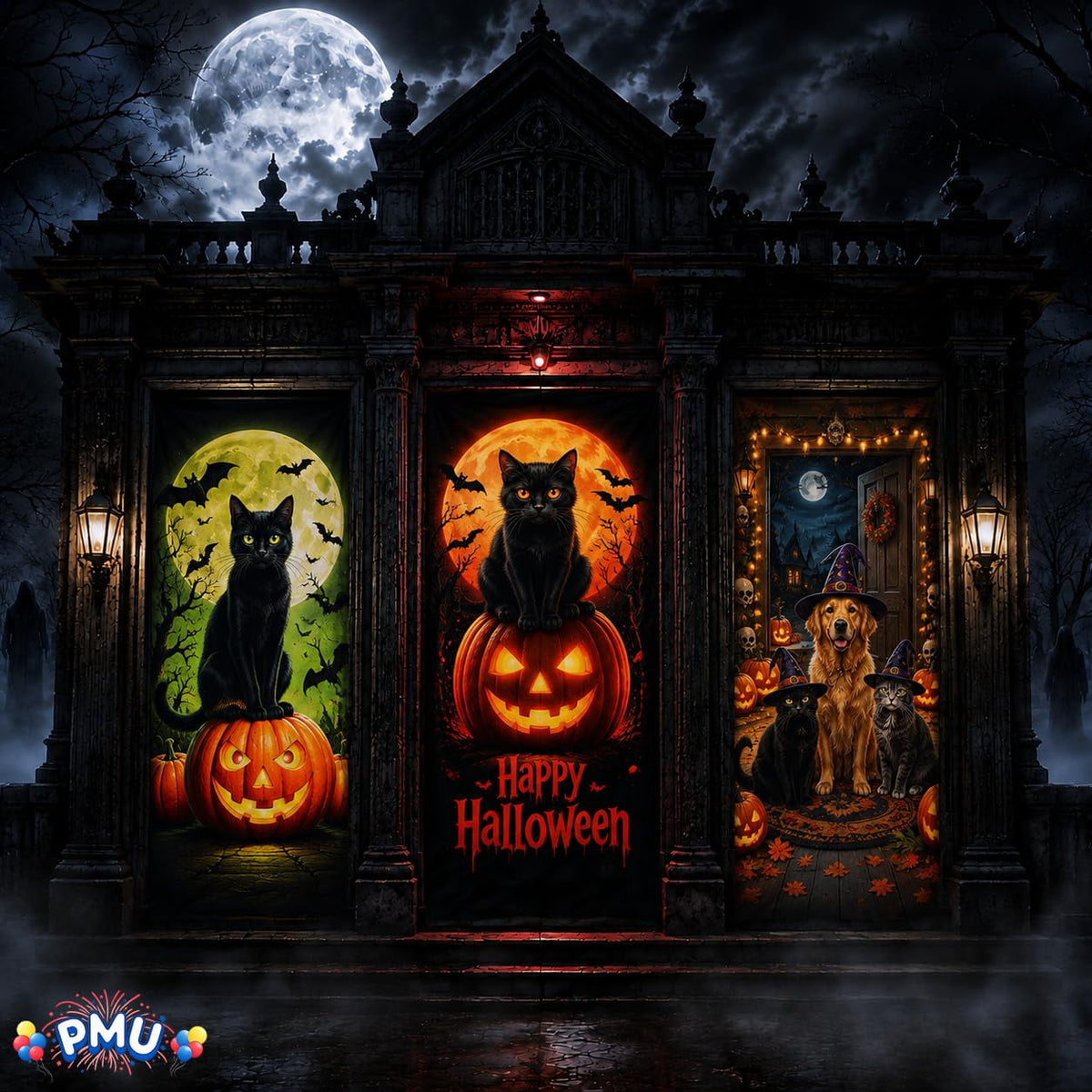 PMU Halloween Bathroom Door Cover, Halloween Decor, Door Decor