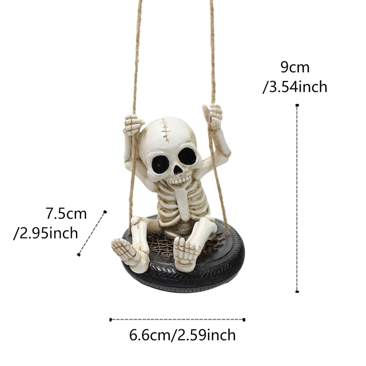 Zatoumnr Skeleton on Tire Swing Sculpture, Creepy Outdoor Hanging Accent for Halloween Porch and Yard