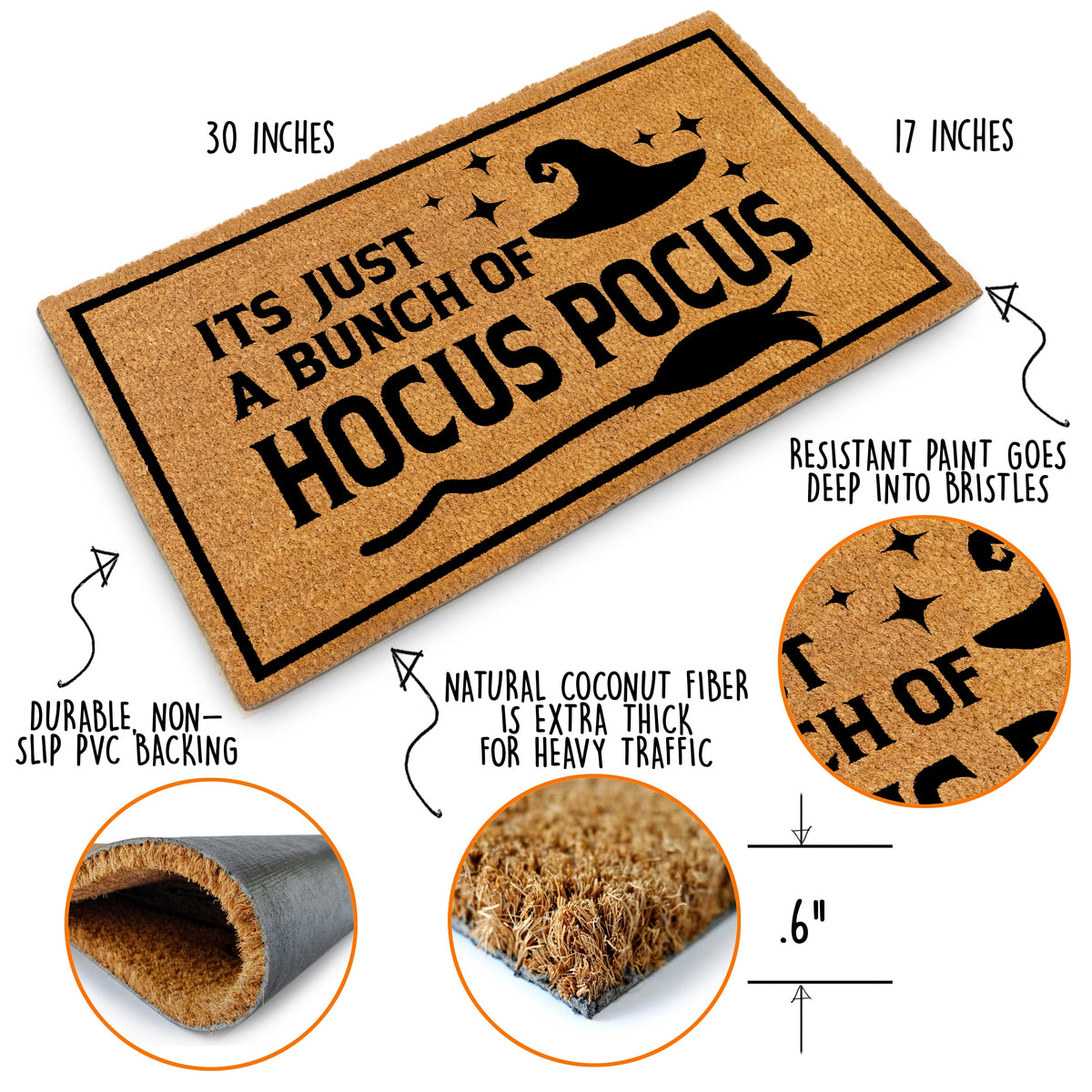 MAINEVENT Hocus Pocus Doormat 30x17 Inch, Halloween Outdoor Welcome Mat