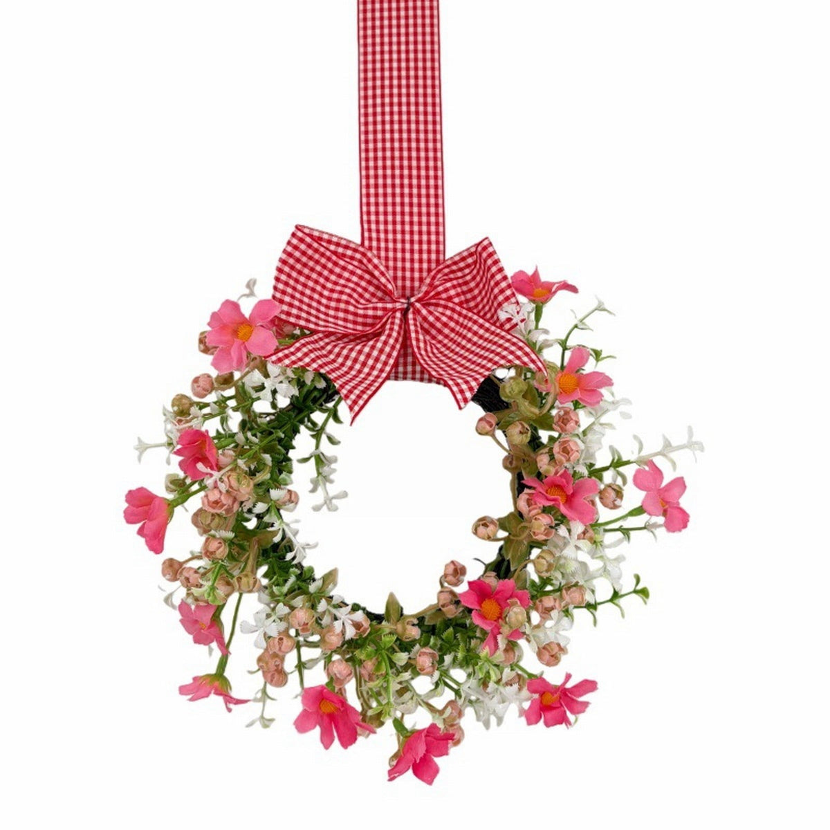 Mini Spring Wreaths, Artificial Daisy Flowers Small Pillar Holder Wreath, Spring Summer Floral Wreath for Candle, Farmhouse, Porch, Front Door, Cabinets, Table Decoration, White