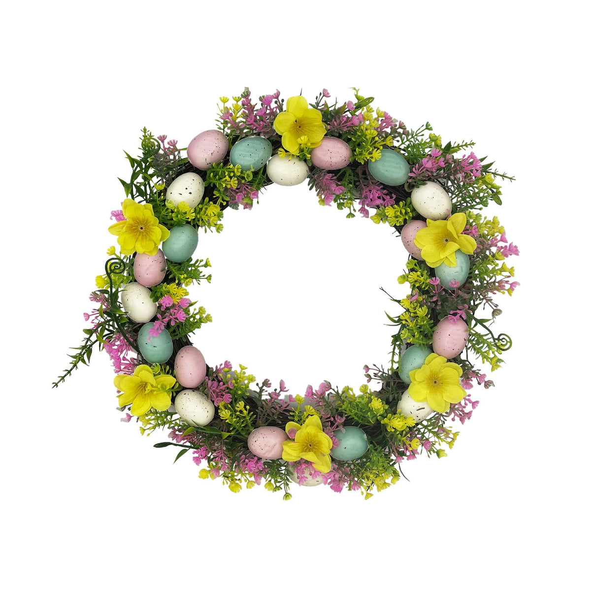 Rijanmt Decorative Plastic Easter Day Wreath, Multicolor