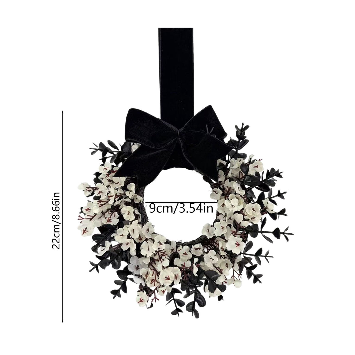 Hotyverty Halloween Wreath for Front Door, 13.77 Inch, Skull With Black Bow Wreath Halloween Decorations For Covered Outdoor Door & Farmhouse Gothic Home Ornament