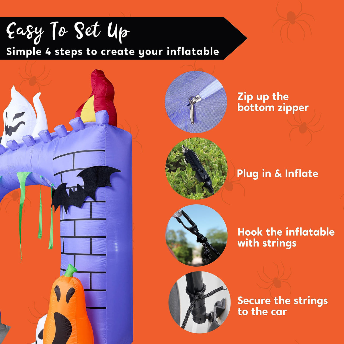 Joyfy 3.6 ft Animated Halloween Inflatable Dinosaur Decoration,Trunk or Treat Car Decorations Kit Dinosaur with Built-in LED Light for Halloween Party Indoor,Outdoor,Yard,Garden Decor