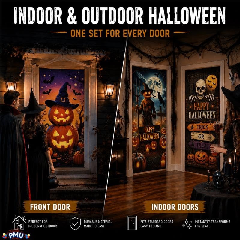 PMU Halloween Bathroom Door Cover, Halloween Decor, Door Decor