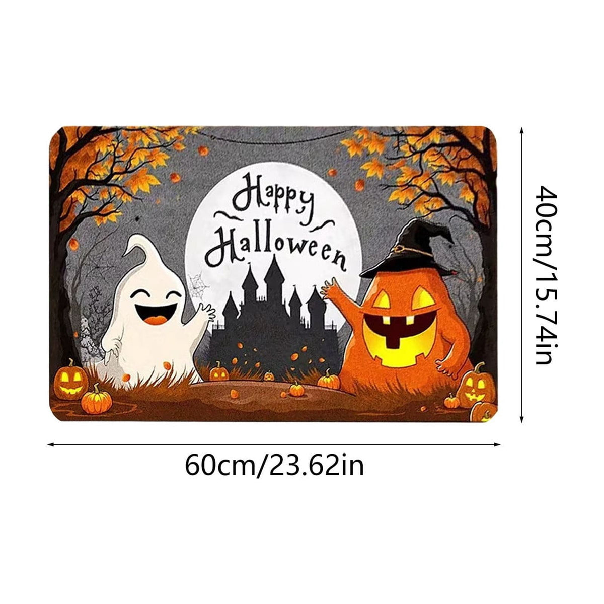 Halloween Pumpkin Doormat, Soft Non-Slip Indoor Outdoor Welcome Rug for Entryway Porch and Front Door