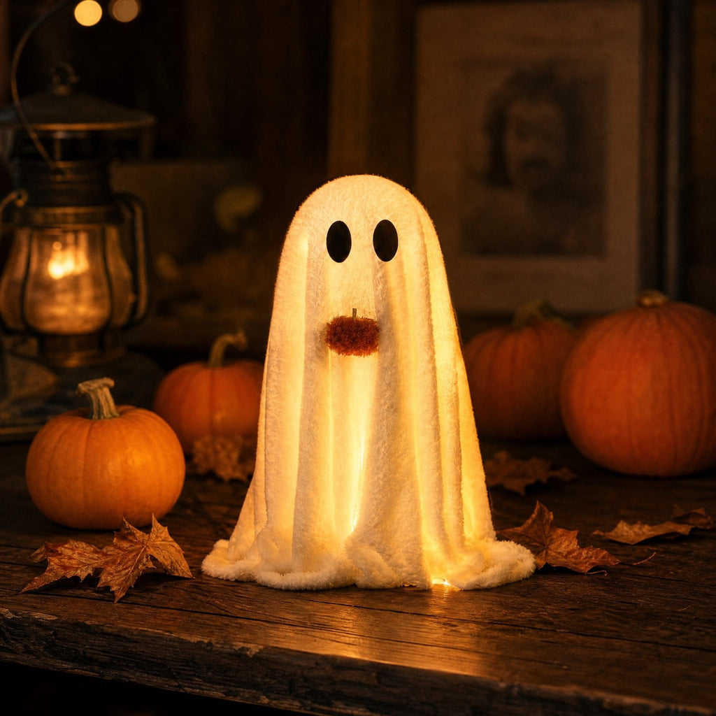 Clearance! Halloween Yard Decorations Light Up Ghost with Bow for Outdoor Front Porch Patio Lawn Garden Entryway Scary House Display Spooky Holiday Party Prop Home Decor