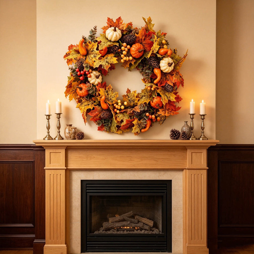 SPOORYYO 2Pcs Fall Maple Leaves Stems for Vase, Artificial Autumn Fake Leaves Decor, Maple Leaf Bushes Shrubs for Thanksgiving Halloween Home Farmhouse Table Centerpiece, 12.99" x 7.87"