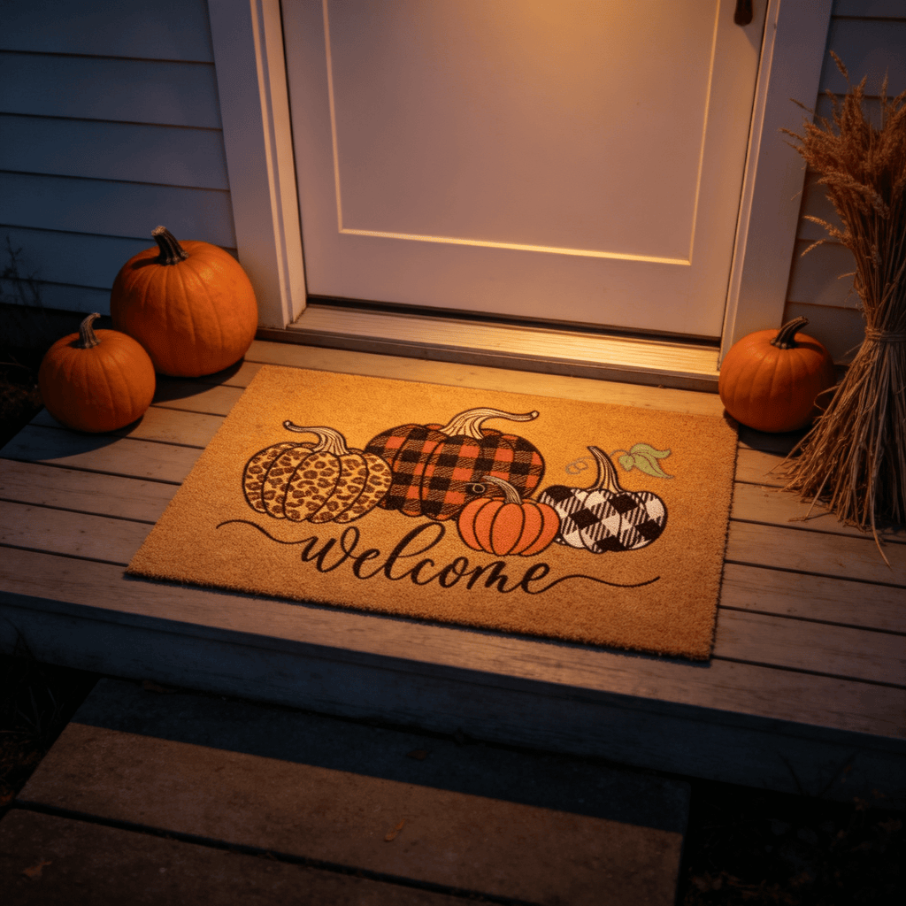 Halloween Pumpkin Doormat, Soft Non-Slip Indoor Outdoor Welcome Rug for Entryway Porch and Front Door