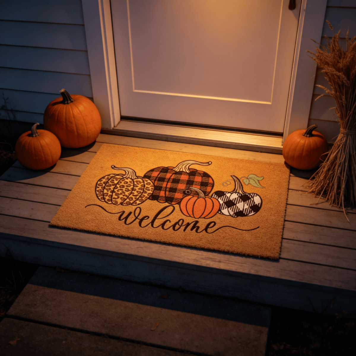 Halloween Pumpkin Doormat, Soft Non-Slip Indoor Outdoor Welcome Rug for Entryway Porch and Front Door