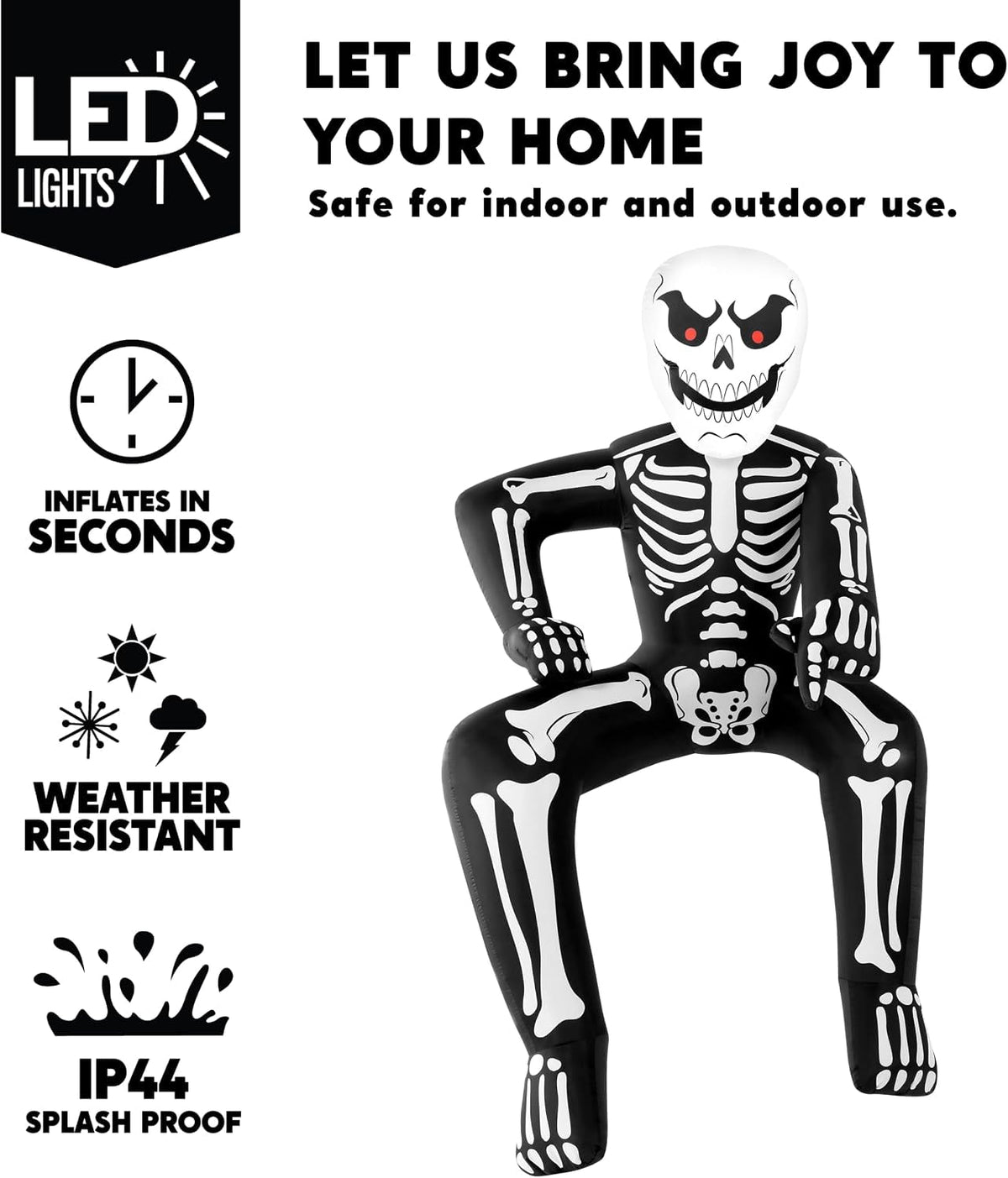 Joyfy 4.5 FT Halloween Inflatable Decorations Outdoor Scary Flying Ghost Broke Out from Window with Built-in LED Blow Up Inflatable for Window Decoration Yard Garden Lawn Decor