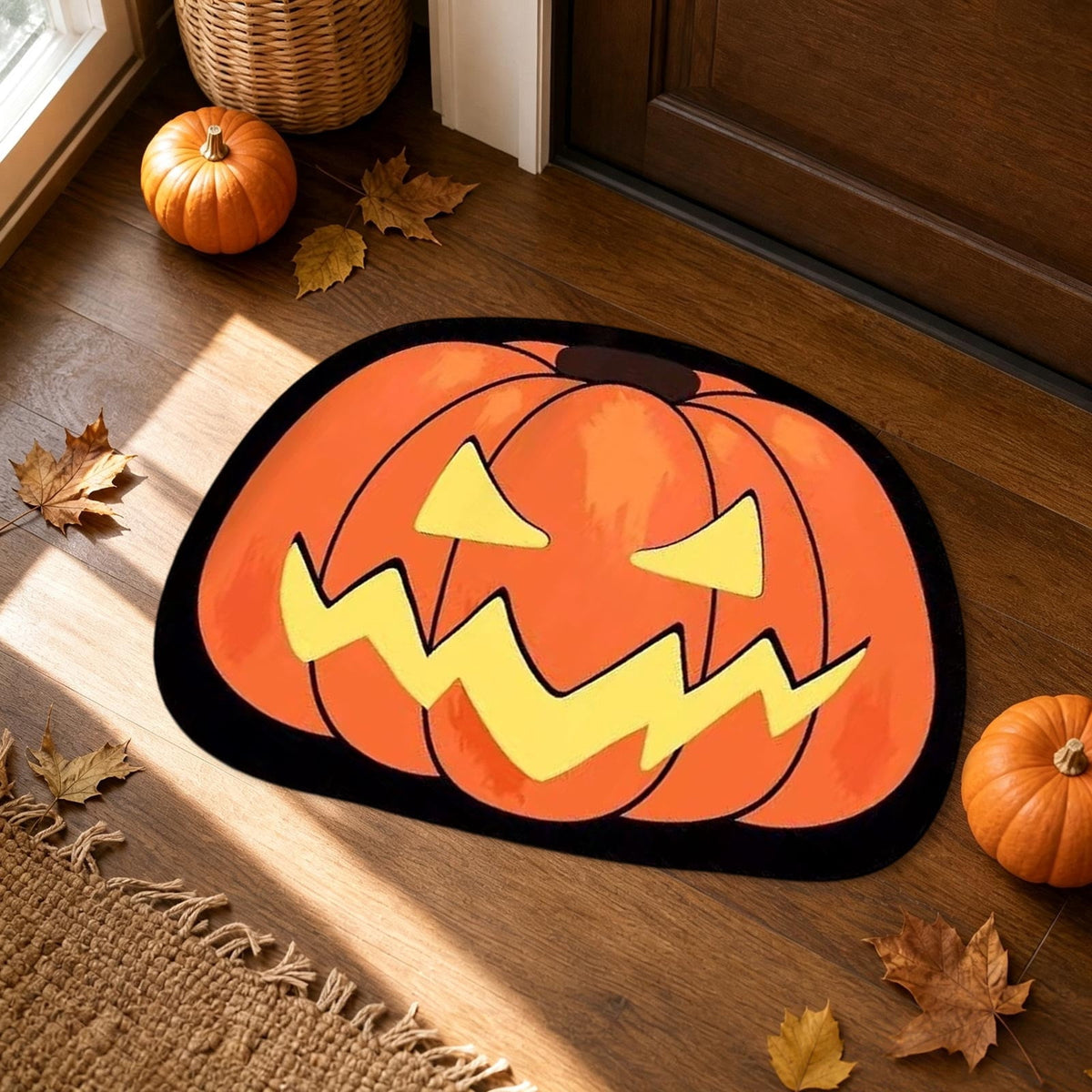 Halloween Door Mat Pumpkin Shaped Non-Absorbent Skidproof Mat 15.75x23.62in Polyester Skidproof & Weather Resistant for Front Door Porch Indoor Outdoor Halloween Door Mat by MPOISVA