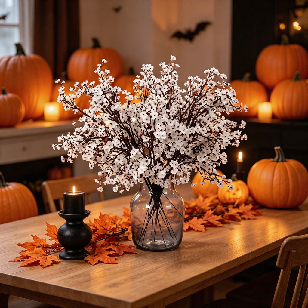 SCNOR 72 Inch Halloween Felt Garland with Ghost Pumpkin Witch Hat Spider Broom, Hanging Decor for Fireplace Mantel Wall
