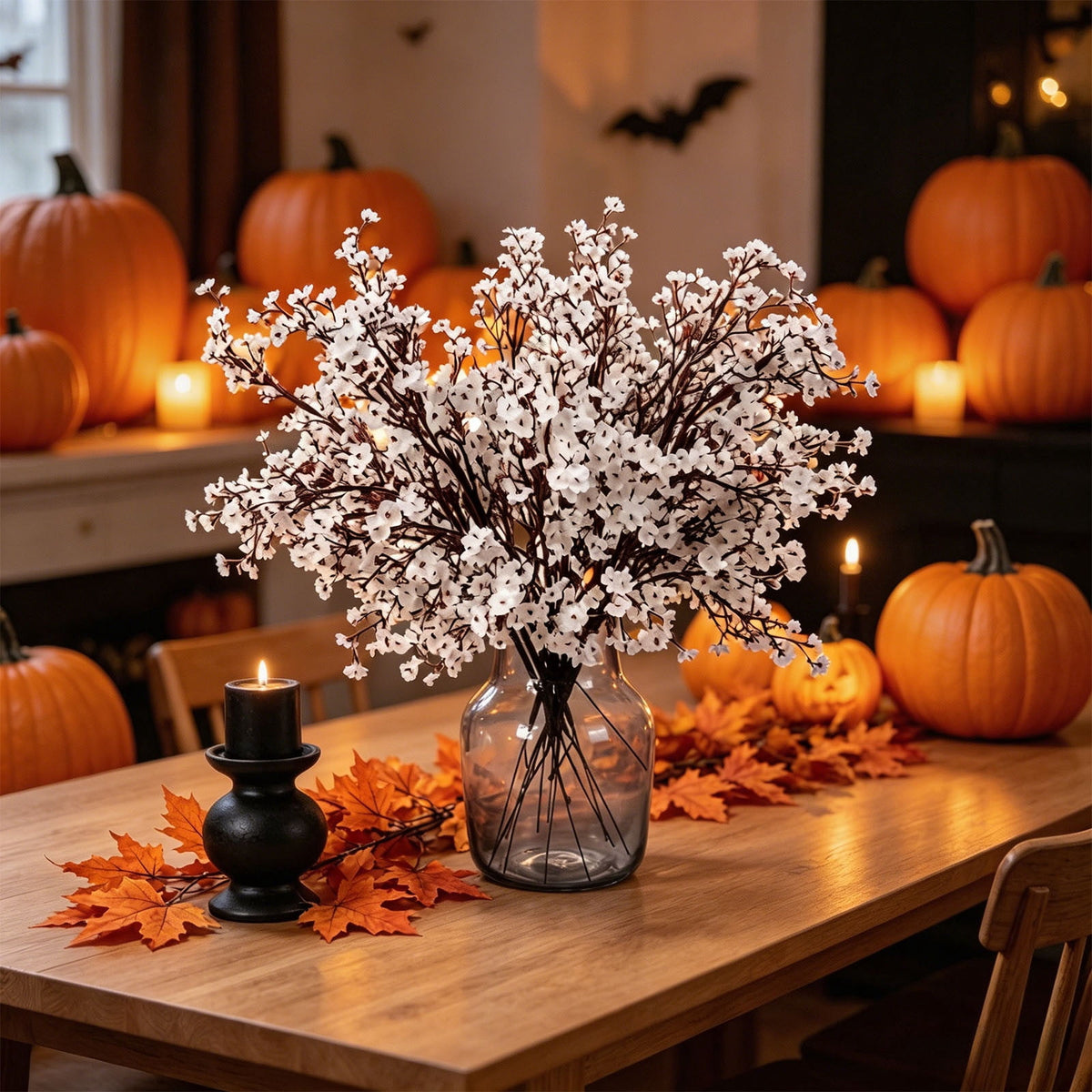 SCNOR 72 Inch Halloween Felt Garland with Ghost Pumpkin Witch Hat Spider Broom, Hanging Decor for Fireplace Mantel Wall