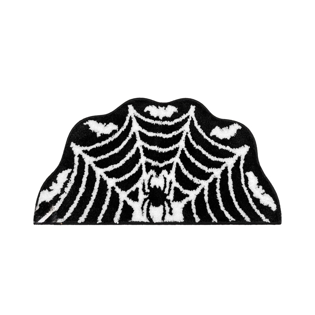 Taotanxi Spider Web Bath Mat, Halloween Bathroom Rug 15x23 Inches, Halloween Rugs Bathroom Decor, Black Gothic Bath Mat, Ultra Soft Great Absorbency