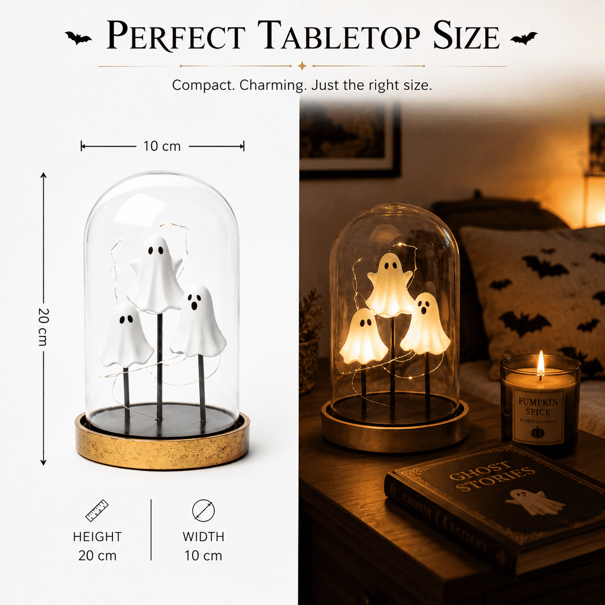 Diceymbol 11.81 Inch Halloween Ghost Night Light, Witch Hat Ghost Lamp with Jack O Lantern, Halloween Decorations Indoor for Table Mantel Party Decor