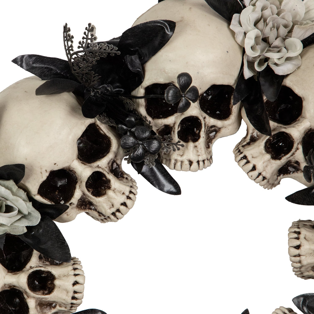 Northlight Skulls and Chains with Roses Small Artificial Halloween Wreath - 15" - Unlit