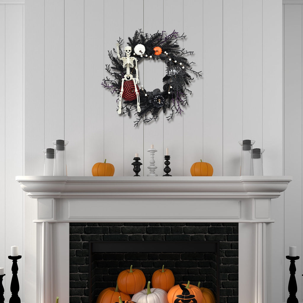 YIKA Halloween Decoration Halloween Ghost Festival Purple Simulation Skull Pumpkin Horror Scene Decoration Wreath F3Halloween Yard Decor