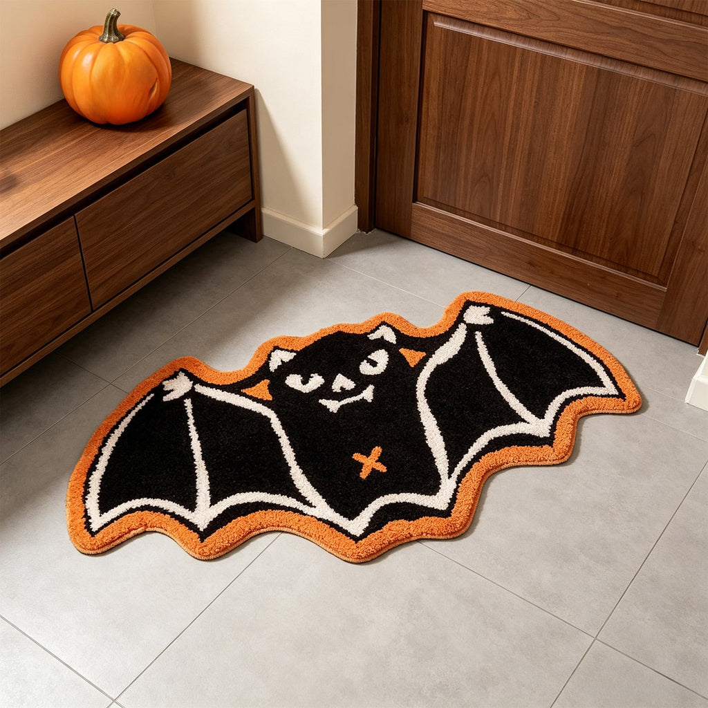 Halloween Decor White Ghost Rug 24x16 inches, Handmade Tufted Fluffy Aesthetic Area Rugs, Cute Soft Cool Non Slip Floor Carpet Bath mat, Living Room, Bathroom, playroom, Kitchen
