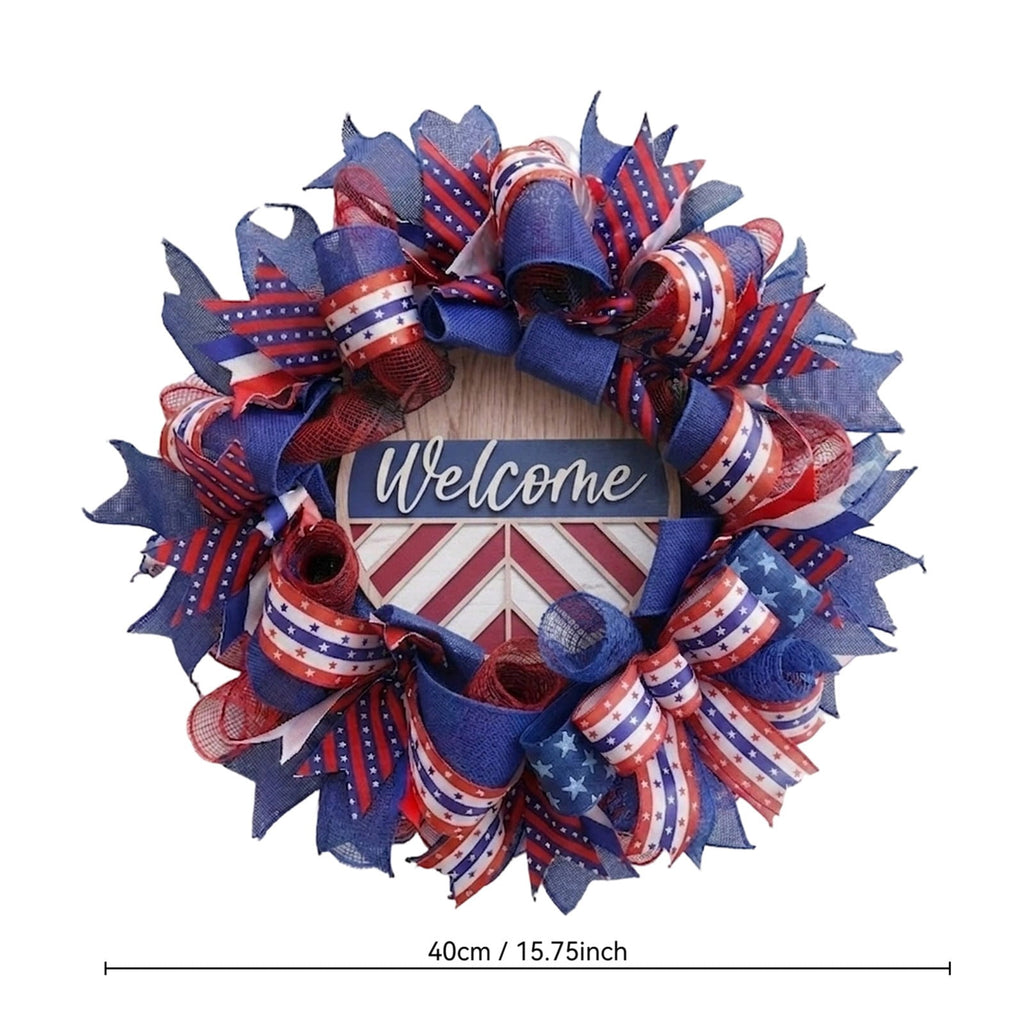 Nkmbld 4th of July Wreaths for Front Door, Independence Day Wreath Red White Blue Flower Wreath for Independence Day Memorial Day Flag Day Decor
