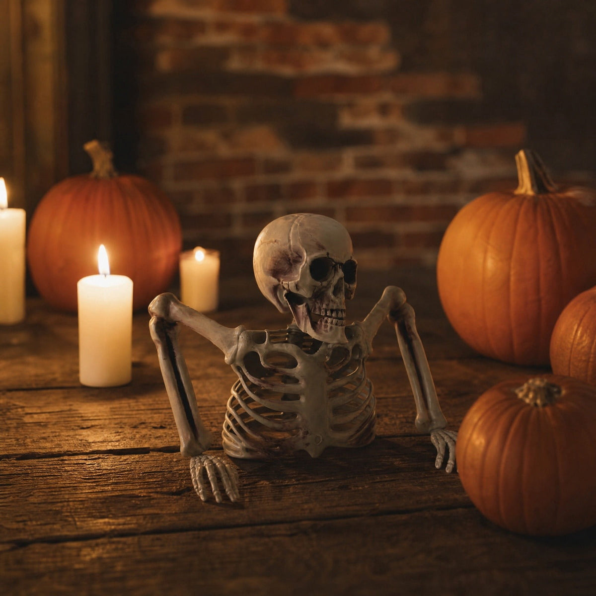 Realistic White Plastic Half Torso Skeleton Tabletop Prop, Detailed Human Half Skeleton Halloween Desktop Decor, Weatherproof Indoor Outdoor Reusable Spooky Party Ornament