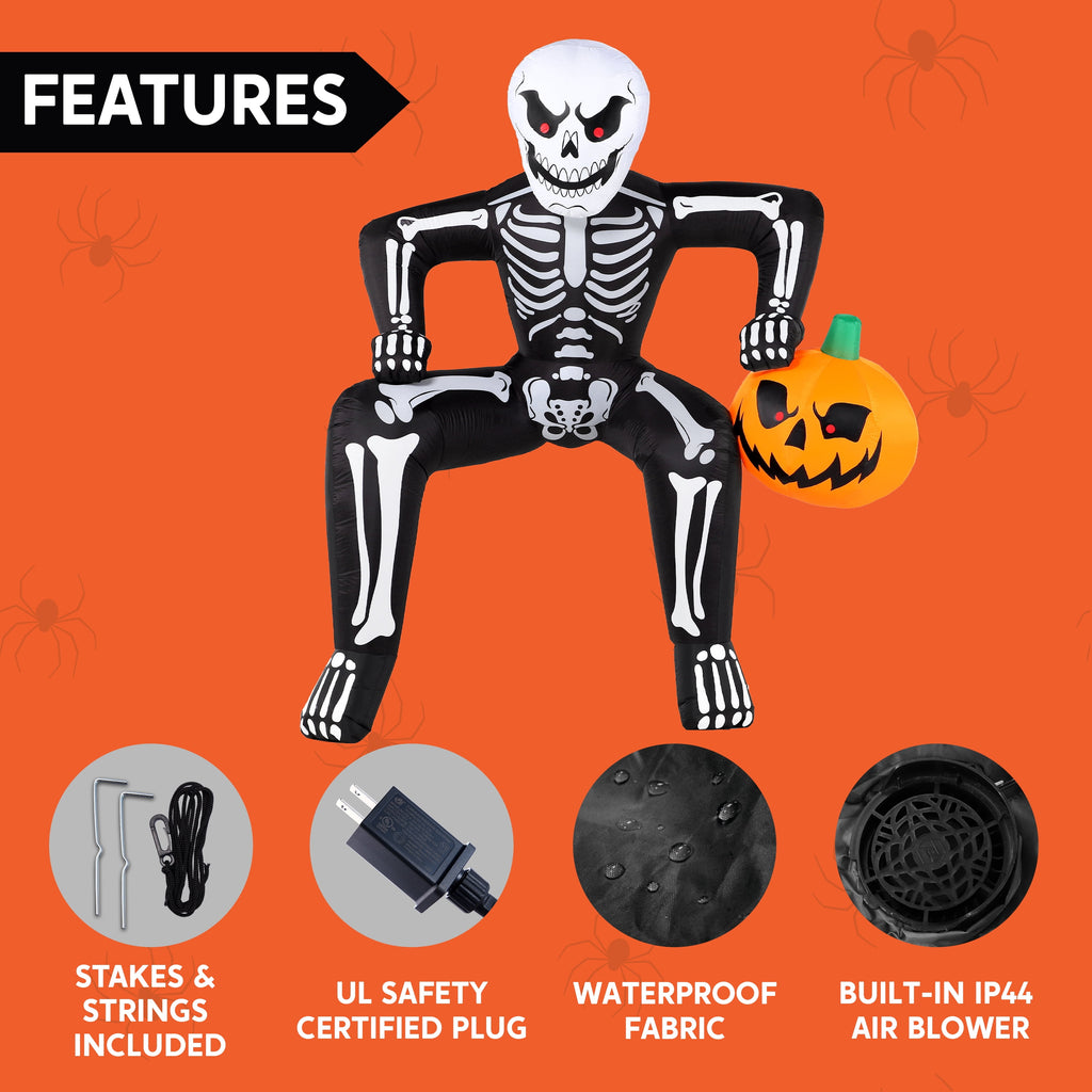 Joyfy 4.5 FT Halloween Inflatable Decorations Outdoor Scary Flying Ghost Broke Out from Window with Built-in LED Blow Up Inflatable for Window Decoration Yard Garden Lawn Decor