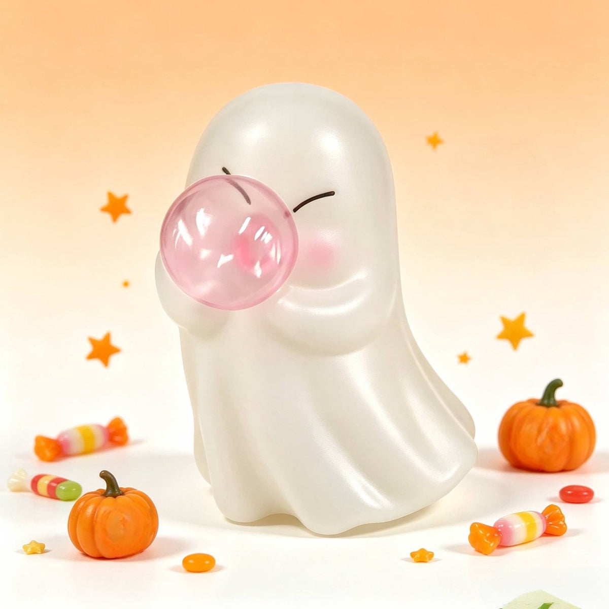 Lighted Halloween Ghost Candy Bowl, Cute LED Ghost Holding Pumpkin Candy Bucket for Trick or Treat, Outdoor Halloween Decorations for Front Porch, Indoor Yard Patio Halloween Decor