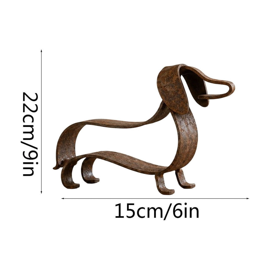 Dachshund Statue 9", Rusted Metal Dog Sculpture for Garden Yard, 1 Pack