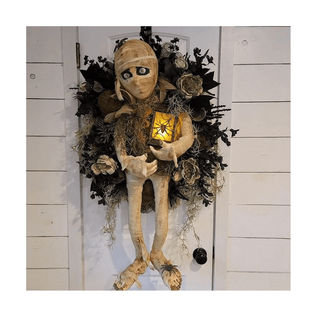 New Halloween Mummy Wreath for Front Door, Halloween Wreath Mummy