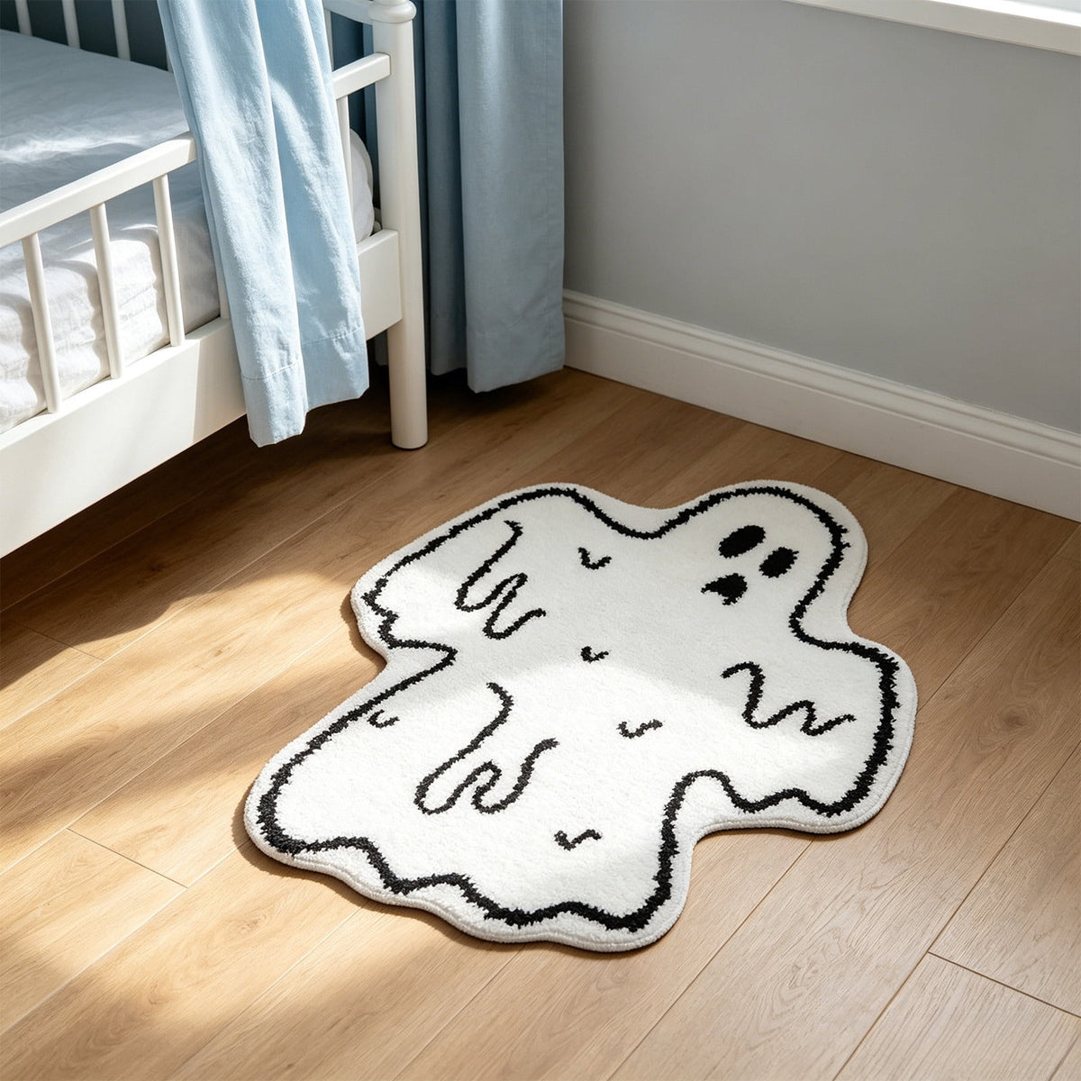 Halloween Decor White Ghost Rug 24x16 inches, Handmade Tufted Fluffy Aesthetic Area Rugs, Cute Soft Cool Non Slip Floor Carpet Bath mat, Living Room, Bathroom, playroom, Kitchen