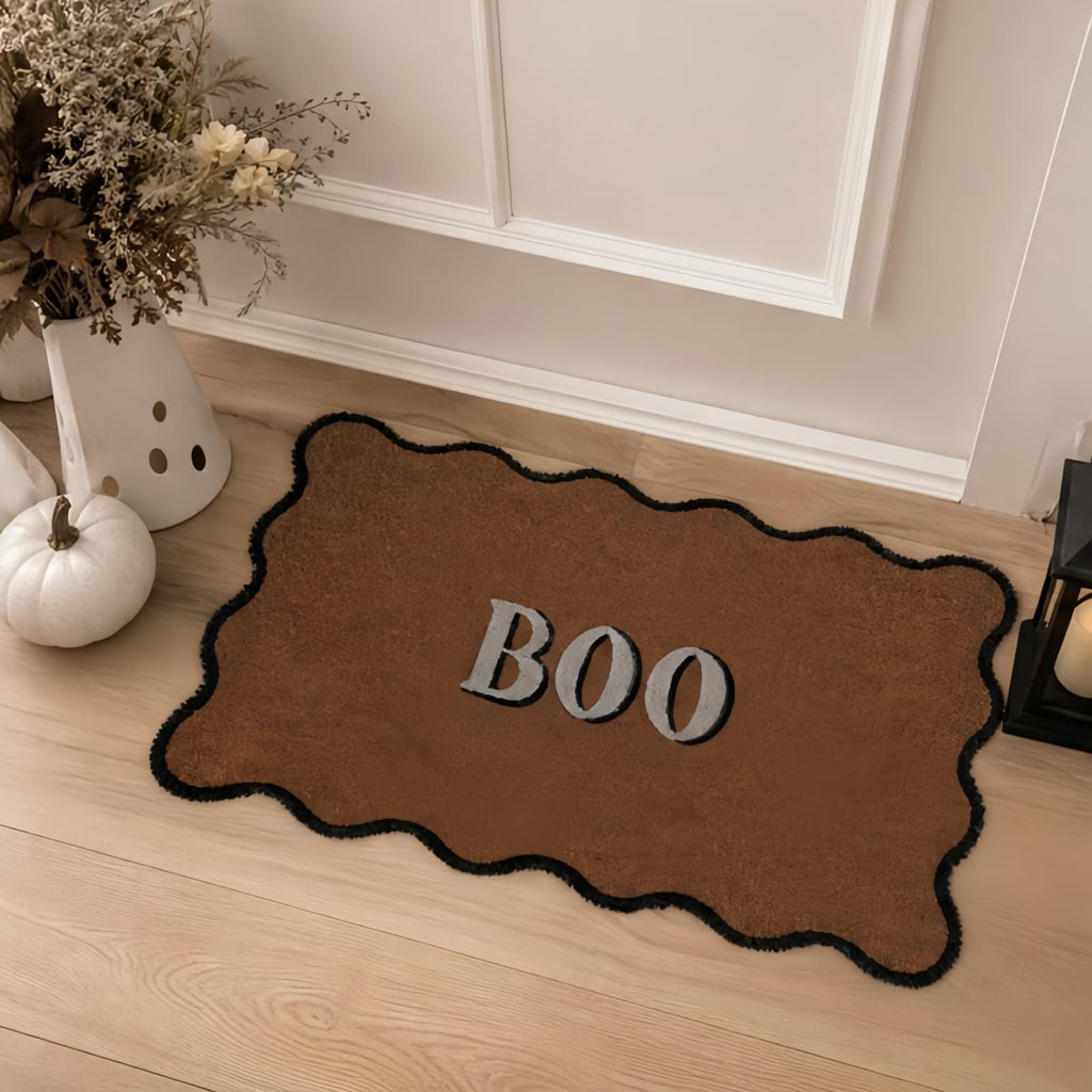 Clearance Natural/Black Floral Bird Outdoor Coir Doormat, 30" x 18"