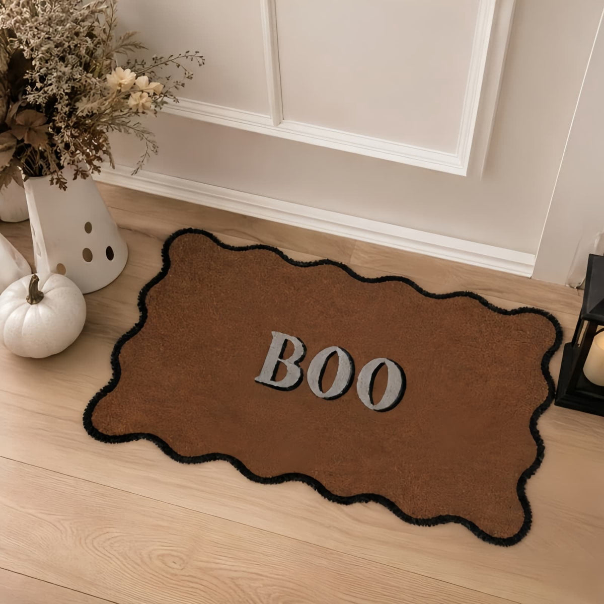 Clearance Natural/Black Floral Bird Outdoor Coir Doormat, 30" x 18"