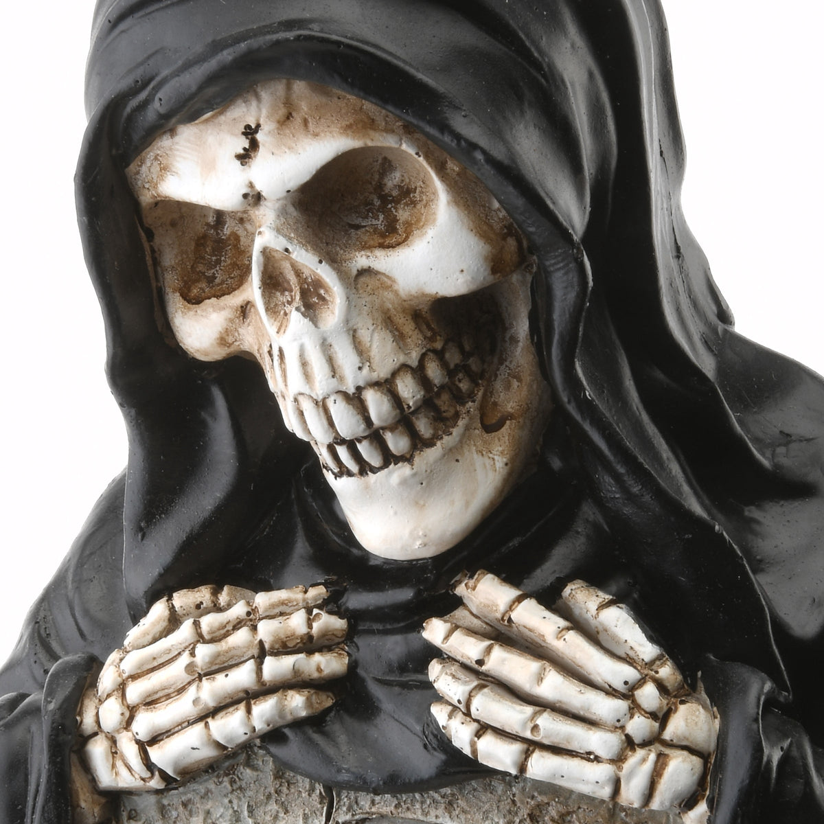 CC Christmas Decor 12" Black and Brown Tombstone with Skeleton Reaper Halloween Outdoor Decor