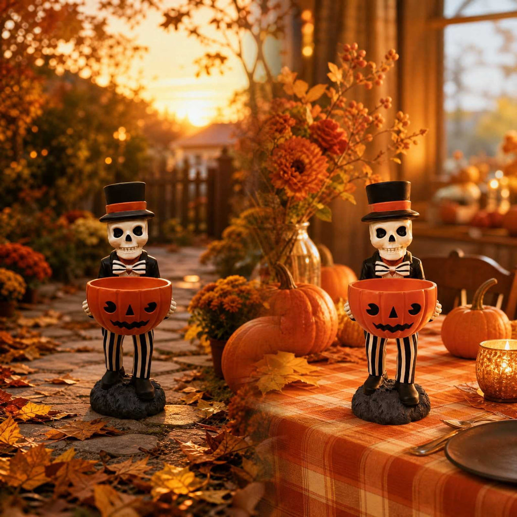 Lighted Halloween Ghost Candy Bowl, Cute LED Ghost Holding Pumpkin Candy Bucket for Trick or Treat, Outdoor Halloween Decorations for Front Porch, Indoor Yard Patio Halloween Decor