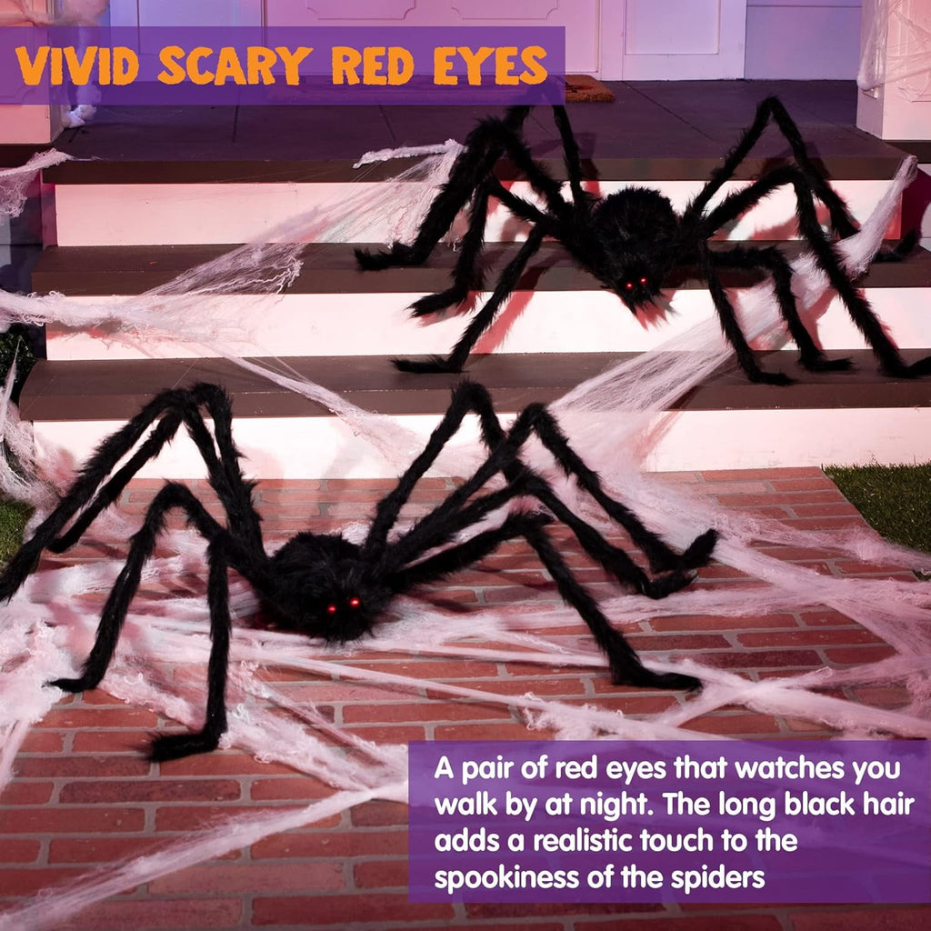 Joyfy 6 Packs Colorful Hairy Giant Spiders Halloween Decorations Outdoor,Multi-Size Outdoor Halloween Spider Decorations for Yard Lawn & Patio (30", 30", 20", 20", 12", 12")