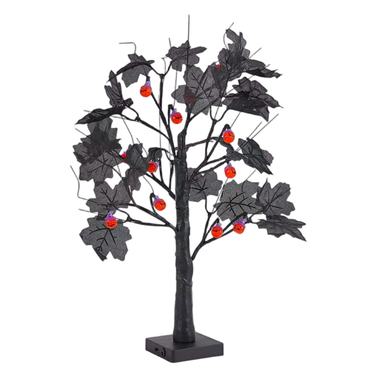 300Pack Black LED Halloween Tree Light, 23.62 in Ghost Pumpkin Bat Desktop Ornament for Home Decor, Table Decor, Office Desk Shelf Display