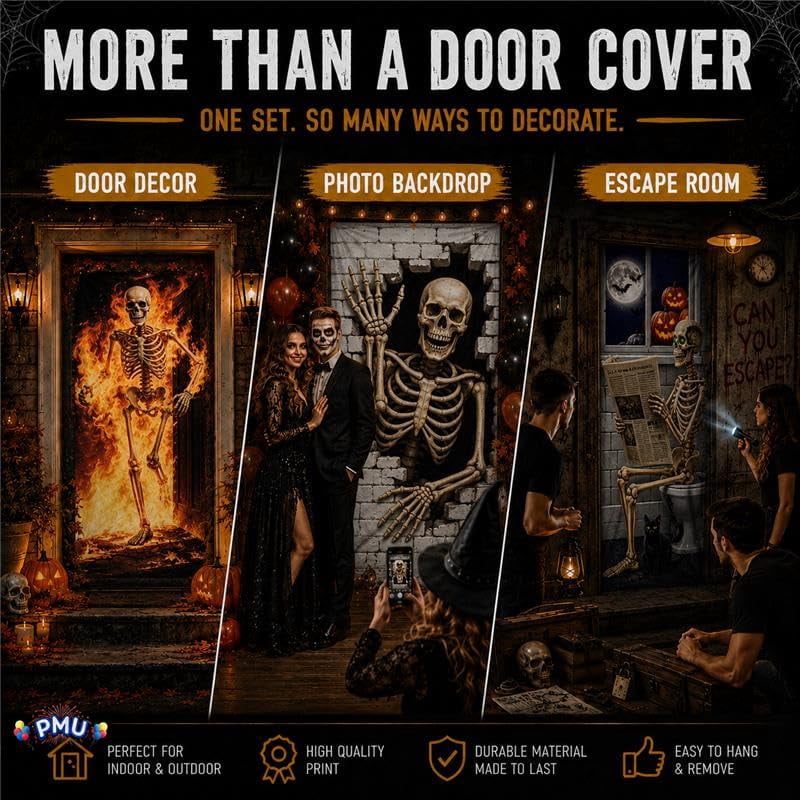 PMU Halloween Bathroom Door Cover, Halloween Decor, Door Decor