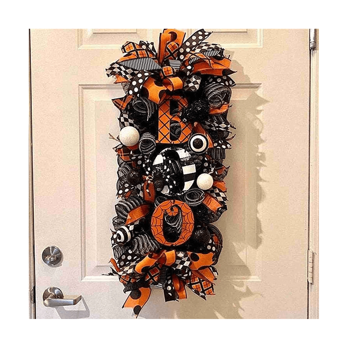 Halloween Swag Wreath Fall Wreath, Halloween Swag Wreath for Front Door, Halloween Spider, Mesh and Ribbons Swag Wreath