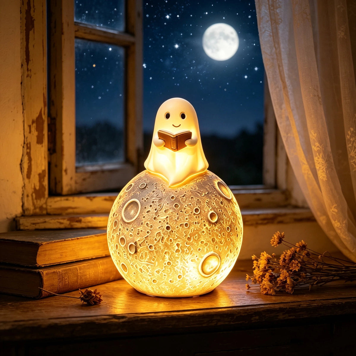 Halloween Ghost Night Light, Cute Ghost Playing The Guitar Lamp, Ghost Warm Lighted Figurine Lamps for Party Bedroom Study Room Home Dorm, Halloween Decor Indoor