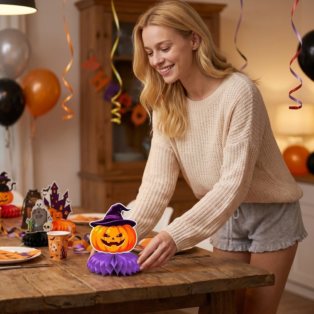 Table Centerpieces 9 Pack Honeycomb Halloween Themed for Indoor Parties Home Gatherings Seasonal Decor