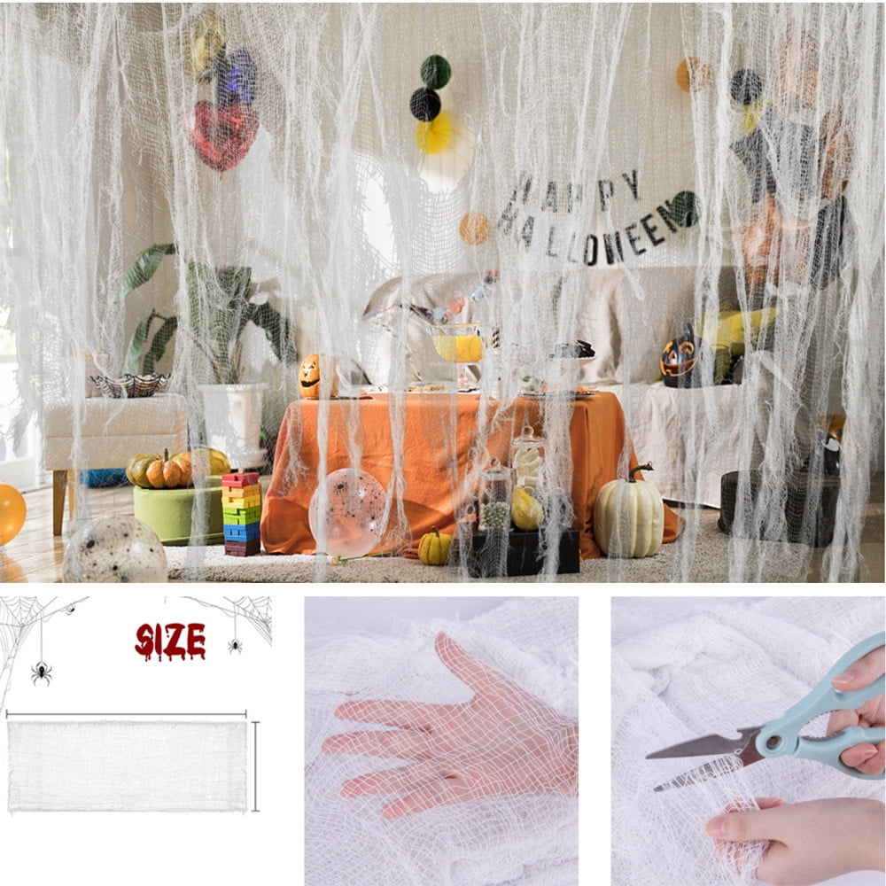 Sunshinehomely Halloween Creepy Cloth Decoration, Scary Halloween Gauze Cloth, 30x72 Inch Halloween Spooky Cloth for Indoor Outdoor Halloween Decorations