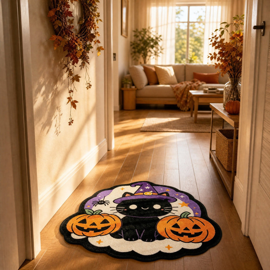 Halloween Door Mat Pumpkin Shaped Non-Absorbent Skidproof Mat 15.75x23.62in Polyester Skidproof & Weather Resistant for Front Door Porch Indoor Outdoor Halloween Door Mat by MPOISVA