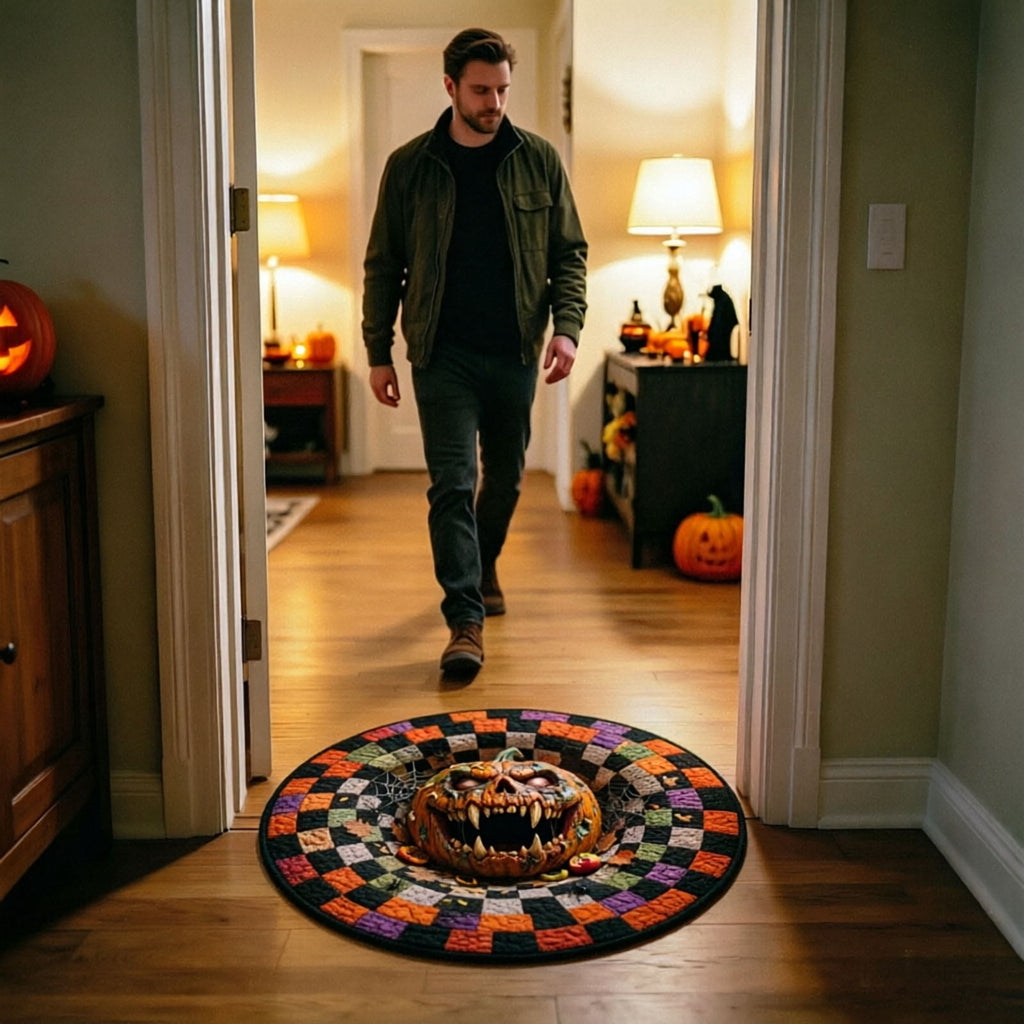 Win s Way 3D Illusion Round Halloween Rug Optical Illusion Doormat Non- Washable Entryway Decor Spooky Fall Front Door Mat for Party Decoration Available in 15.8/23.6/31.5 Inch