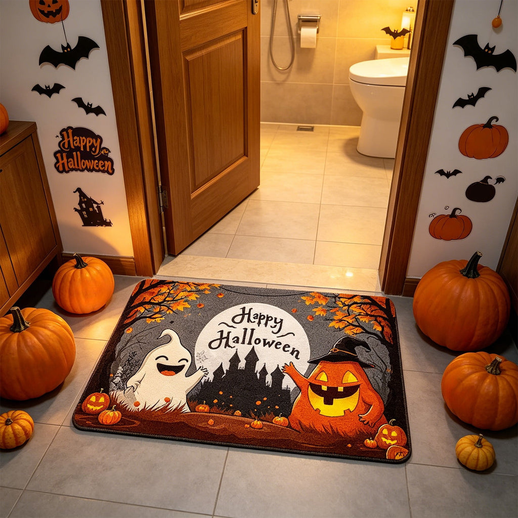 Halloween Pumpkin Doormat, Soft Non-Slip Indoor Outdoor Welcome Rug for Entryway Porch and Front Door