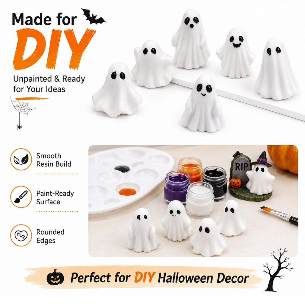 Mini Ghosts Figurines,Tiny Halloween Miniatures for Spooky Tiered Tray Decor,Home Tabletop Shelf Centerpieces,Party Favors Gift,60 Pcs