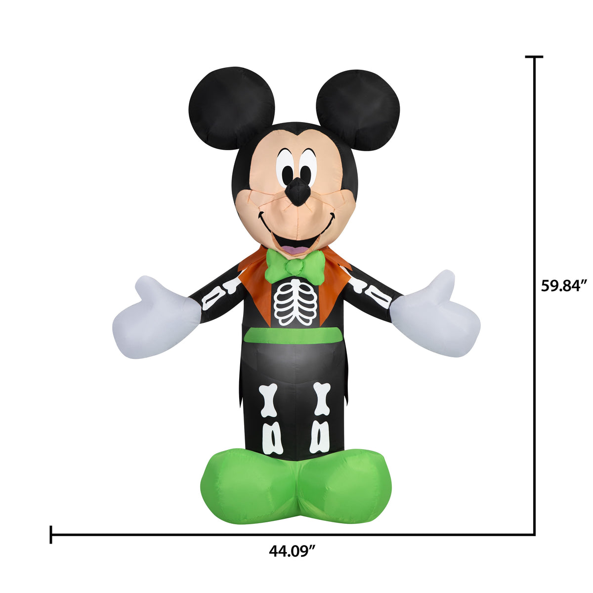 Airblown Halloween Yard Inflatables Light Mickey Mouse in Skeleton Tux Disney, 5 ft